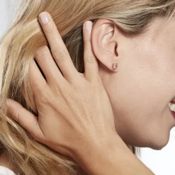 Best Histoire d'Or Boucles D'oreilles Puces Abelinia Plaqué Or Jaune Oxyde De Zirconium plaqué or jaune oxyde rose