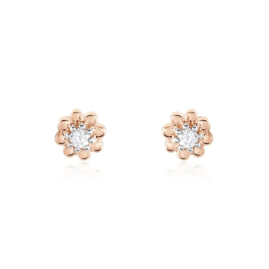 Outlet Histoire d'Or Boucles D'oreilles Puces Argent Rose Donella Oxyde De Zirconium