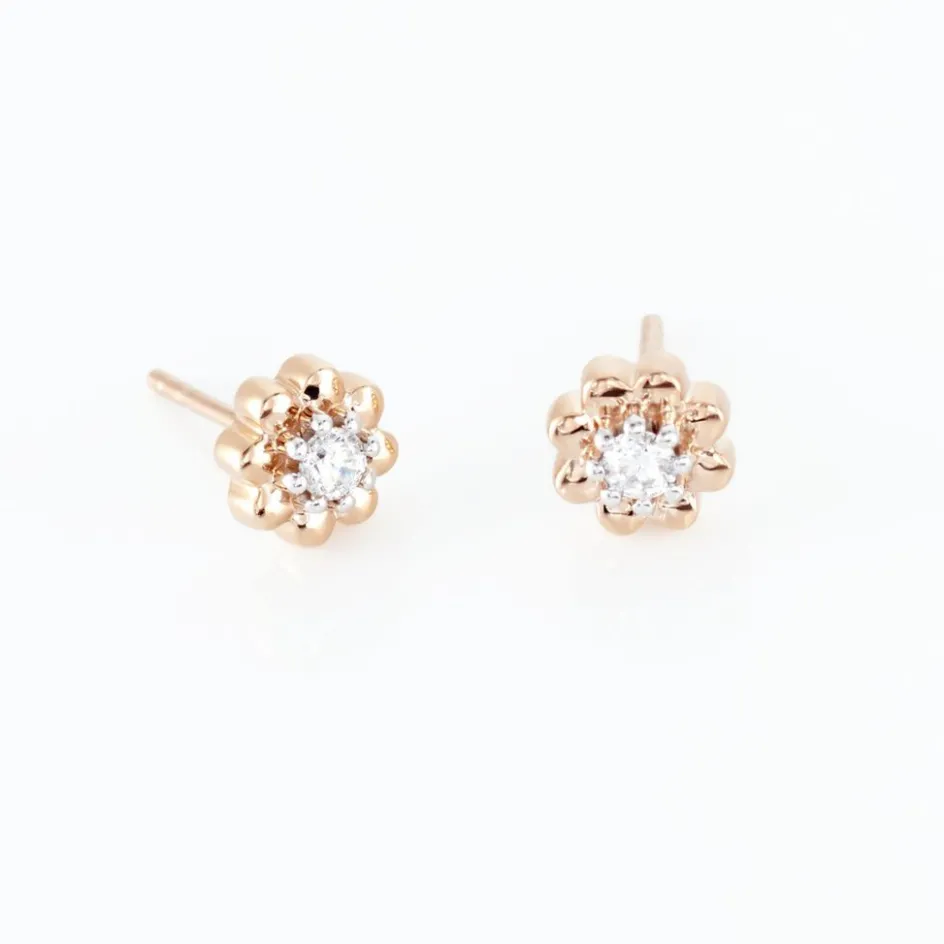 Outlet Histoire d'Or Boucles D'oreilles Puces Argent Rose Donella Oxyde De Zirconium