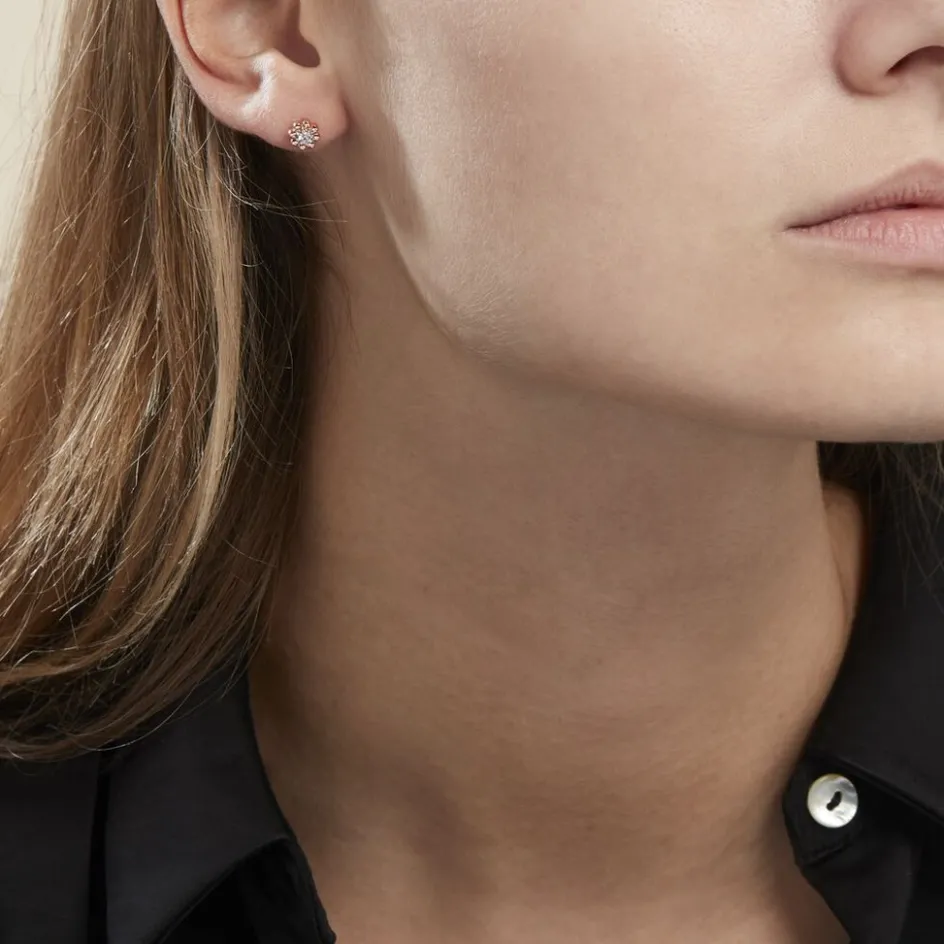 Outlet Histoire d'Or Boucles D'oreilles Puces Argent Rose Donella Oxyde De Zirconium