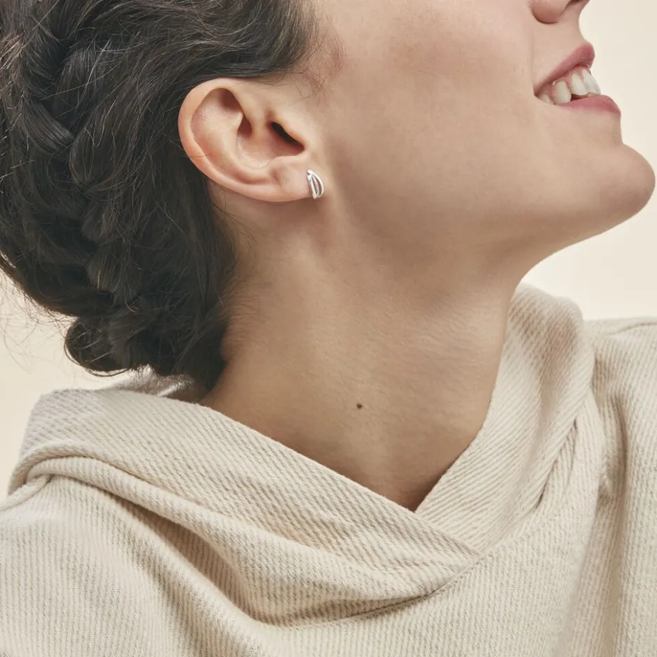 Outlet Histoire d'Or Boucles D'oreilles Puces Aelis Or Blanc Diamant