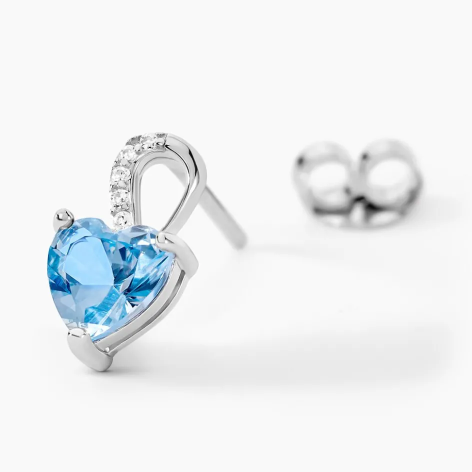 Hot Histoire d'Or Boucles D'oreilles Puces Atieno Argent Blanc Oxyde De Zirconium argent blanc oxyde bleu sky