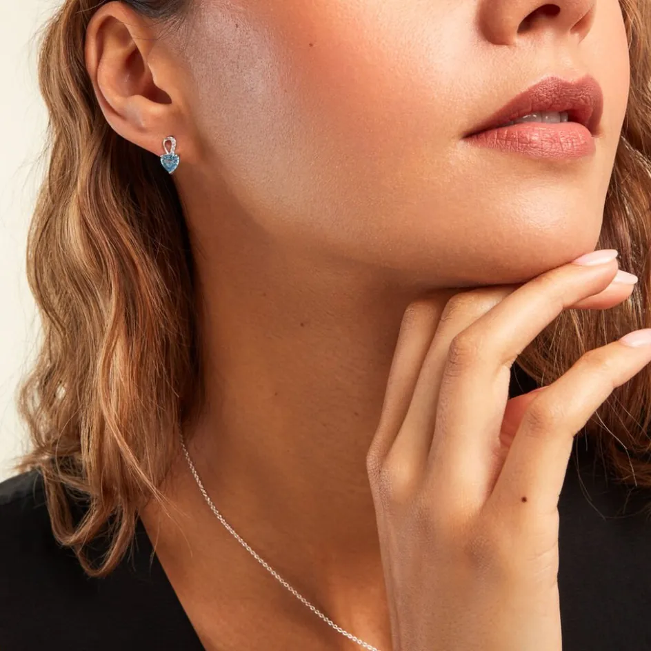 Hot Histoire d'Or Boucles D'oreilles Puces Atieno Argent Blanc Oxyde De Zirconium argent blanc oxyde bleu sky