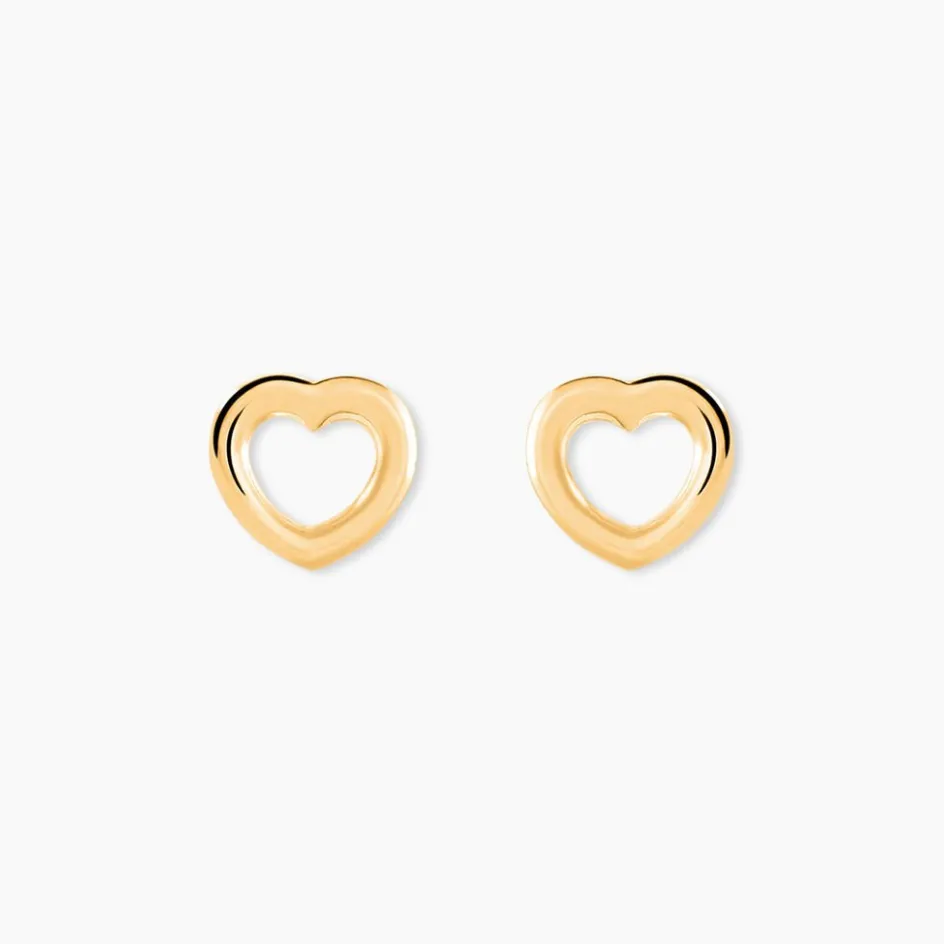 Clearance Histoire d'Or Boucles D'oreilles Puces Anne-maudae Coeurs Or Jaune