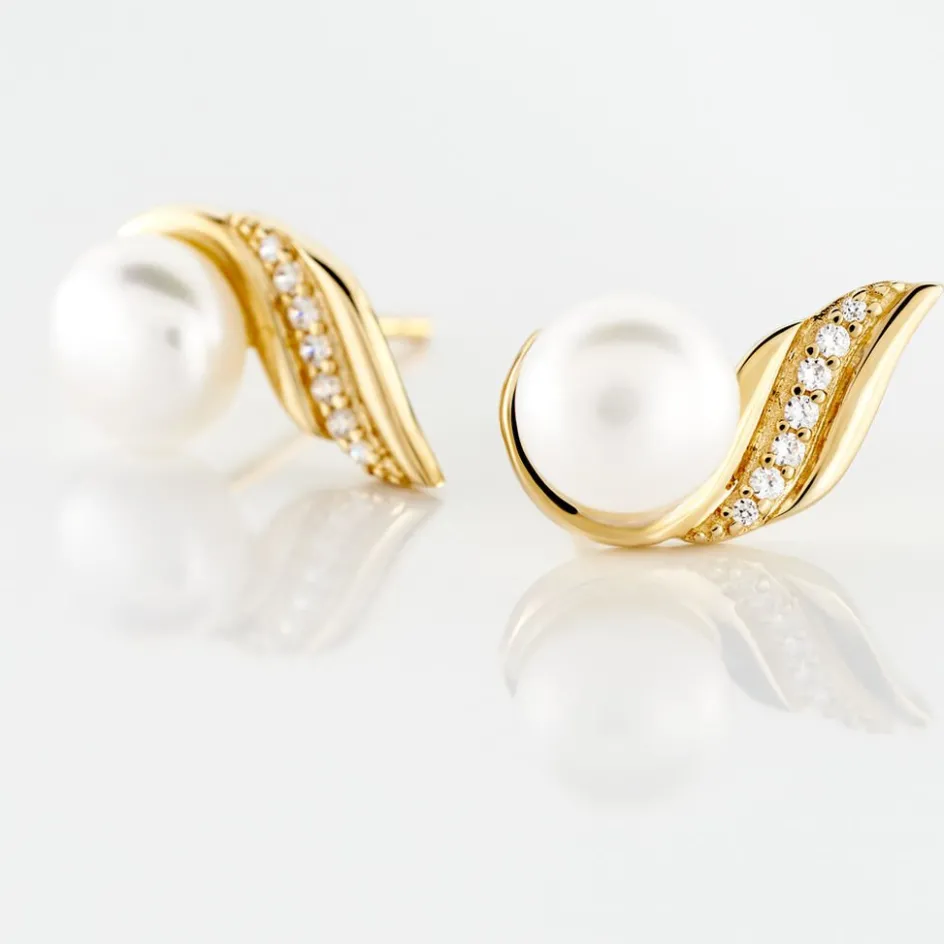 Best Histoire d'Or Boucles D'oreilles Puces Antoinette Or Jaune Perle De Culture