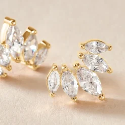 Clearance Histoire d'Or Boucles D'oreilles Puces Amazonia De Zirconium plaqué or jaune oxyde