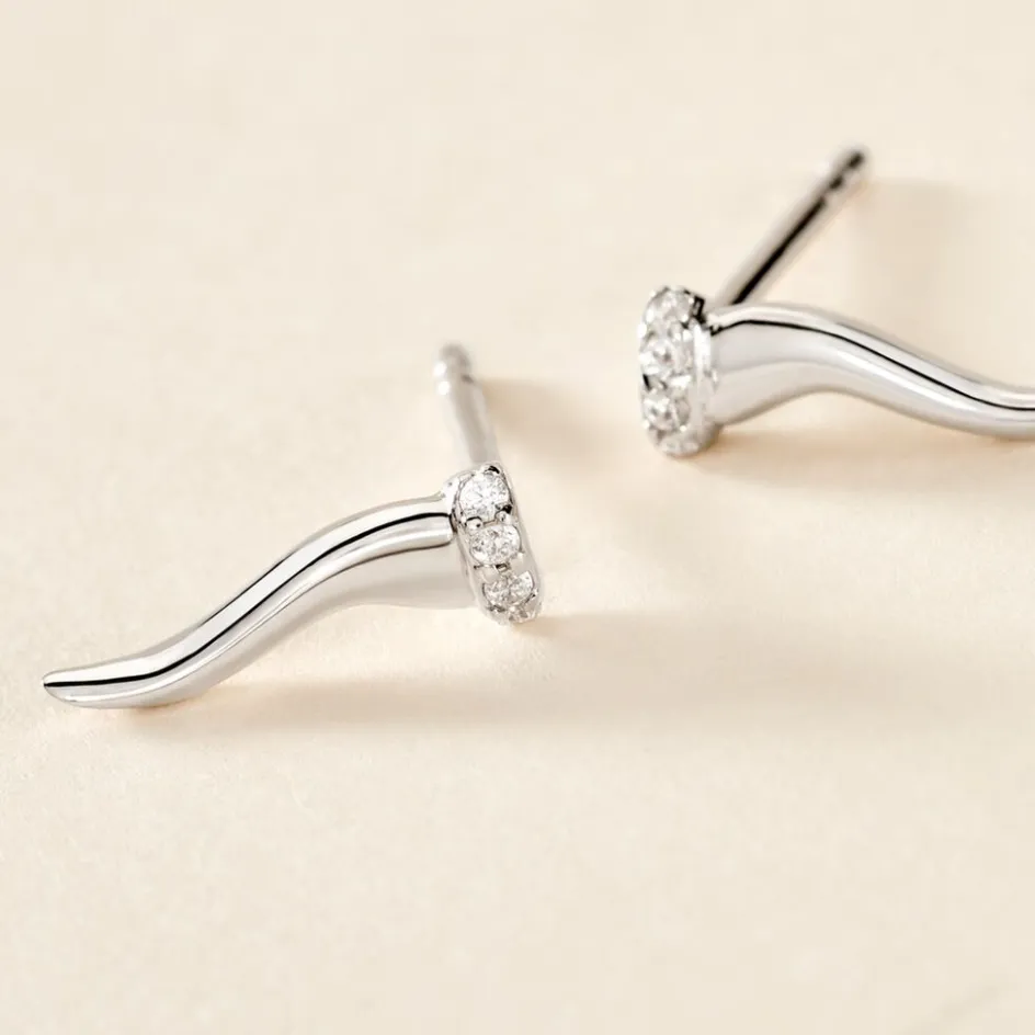 Best Histoire d'Or Boucles D'oreilles Puces Amalthee Argent Blanc Oxyde De Zirconium