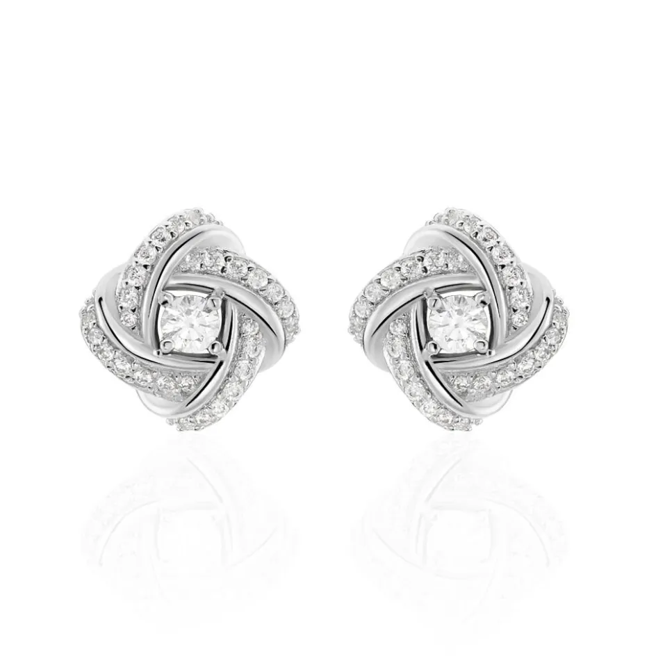 Outlet Histoire d'Or Boucles D'oreilles Puces Anasthase Argent Blanc Oxyde De Zirconium