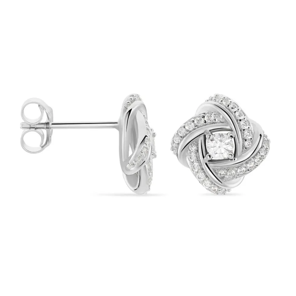Outlet Histoire d'Or Boucles D'oreilles Puces Anasthase Argent Blanc Oxyde De Zirconium