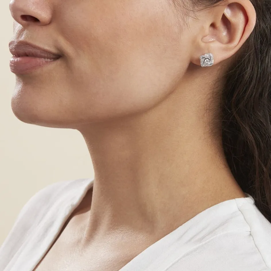 Outlet Histoire d'Or Boucles D'oreilles Puces Anasthase Argent Blanc Oxyde De Zirconium