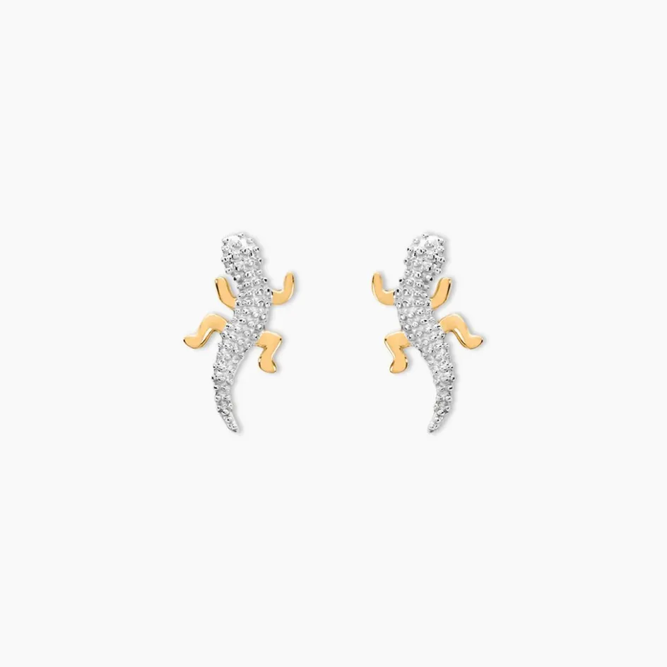 Outlet Histoire d'Or Boucles D'oreilles Puces Azzedine Salamandre Or Bicolore