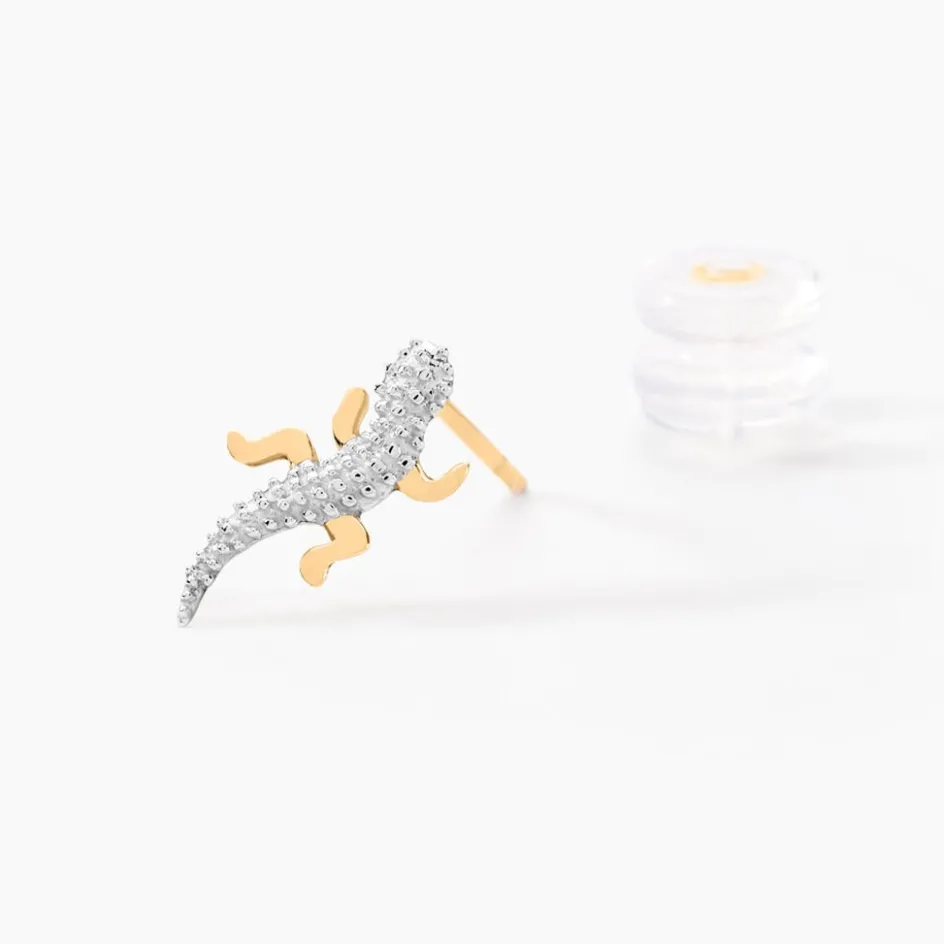 Outlet Histoire d'Or Boucles D'oreilles Puces Azzedine Salamandre Or Bicolore