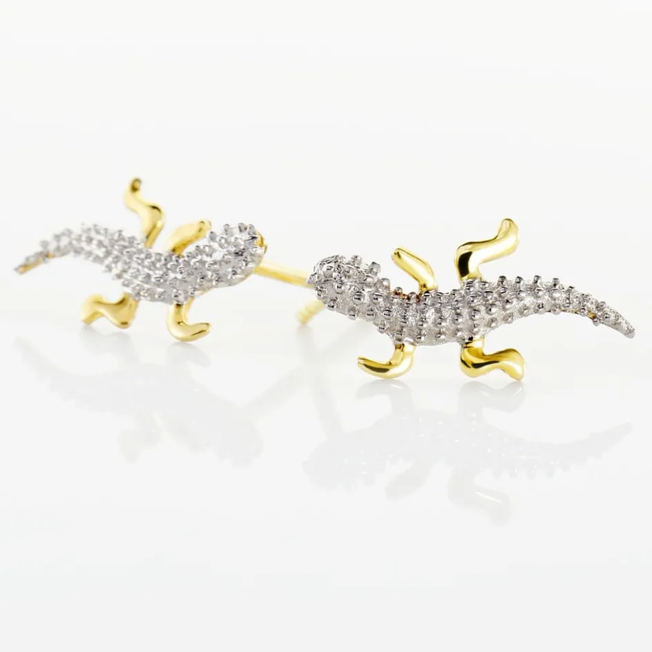 Outlet Histoire d'Or Boucles D'oreilles Puces Azzedine Salamandre Or Bicolore