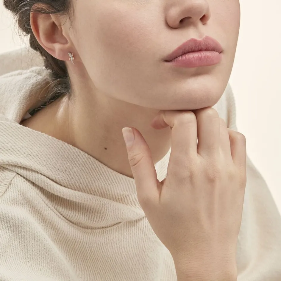 Outlet Histoire d'Or Boucles D'oreilles Puces Azzedine Salamandre Or Bicolore