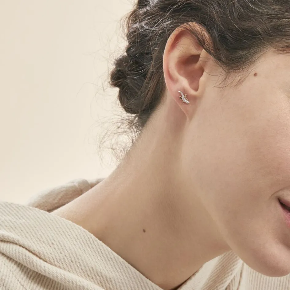 Outlet Histoire d'Or Boucles D'oreilles Puces Azzedine Salamandre Or Bicolore