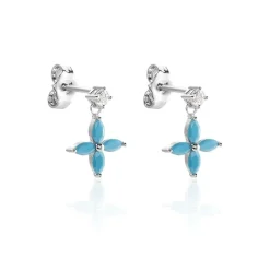 Sale Histoire d'Or Boucles D'oreilles Puces Bluebirds Argent Blanc Turquoise Oxyde