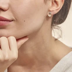 Clearance Histoire d'Or Boucles D'oreilles Puces Berangere Cercle Or Bicolore