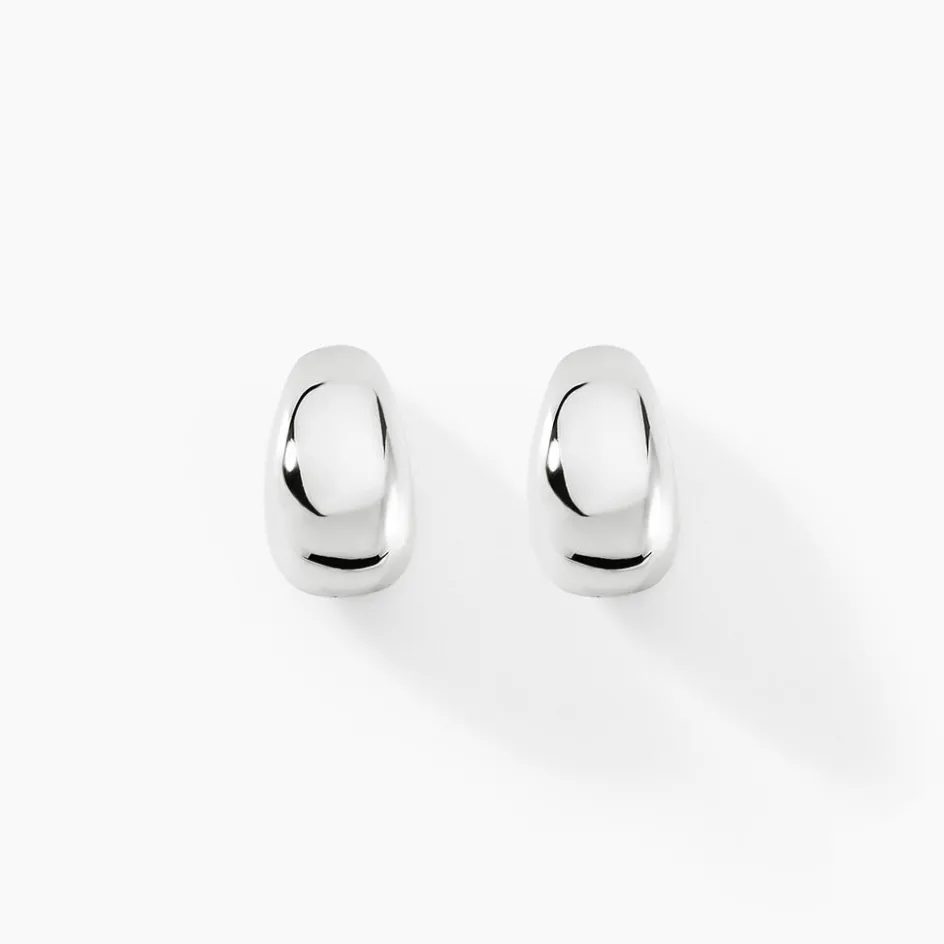 Clearance Histoire d'Or Boucles D'oreilles Puces Curve Argent Blanc