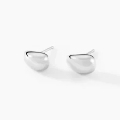 Clearance Histoire d'Or Boucles D'oreilles Puces Curve Argent Blanc