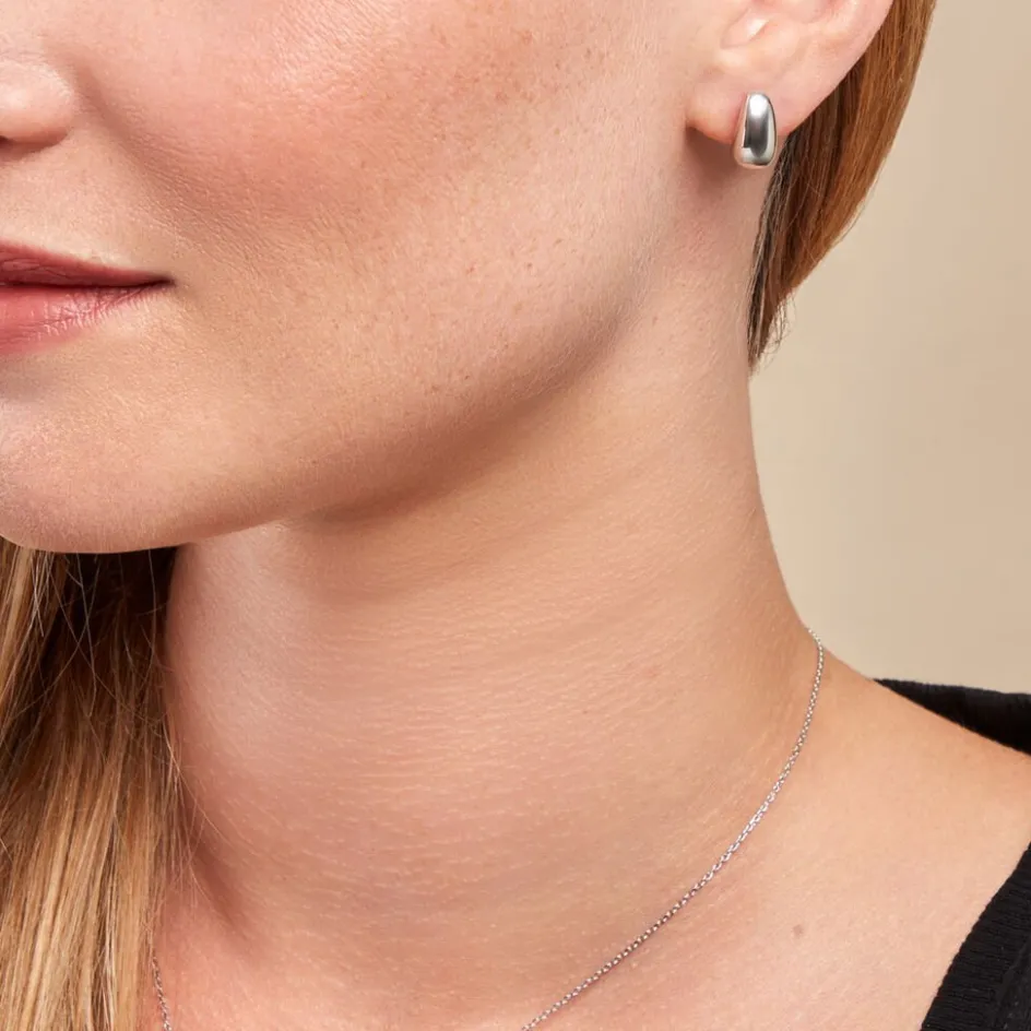 Clearance Histoire d'Or Boucles D'oreilles Puces Curve Argent Blanc