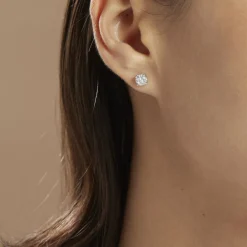 Sale Histoire d'Or Boucles D'oreilles Puces Charlene Or Blanc Diamant Synthetique or blanc diamant synthétique blanc