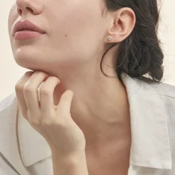 Sale Histoire d'Or Boucles D'oreilles Puces Coeur Serti Clos Or Jaune Oxyde De Zirconium