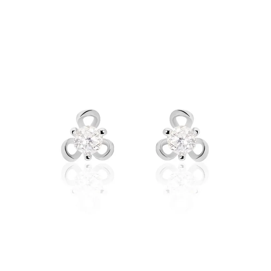 Outlet Histoire d'Or Boucles D'oreilles Puces Charlyne Argent Blanc Oxyde De Zirconium