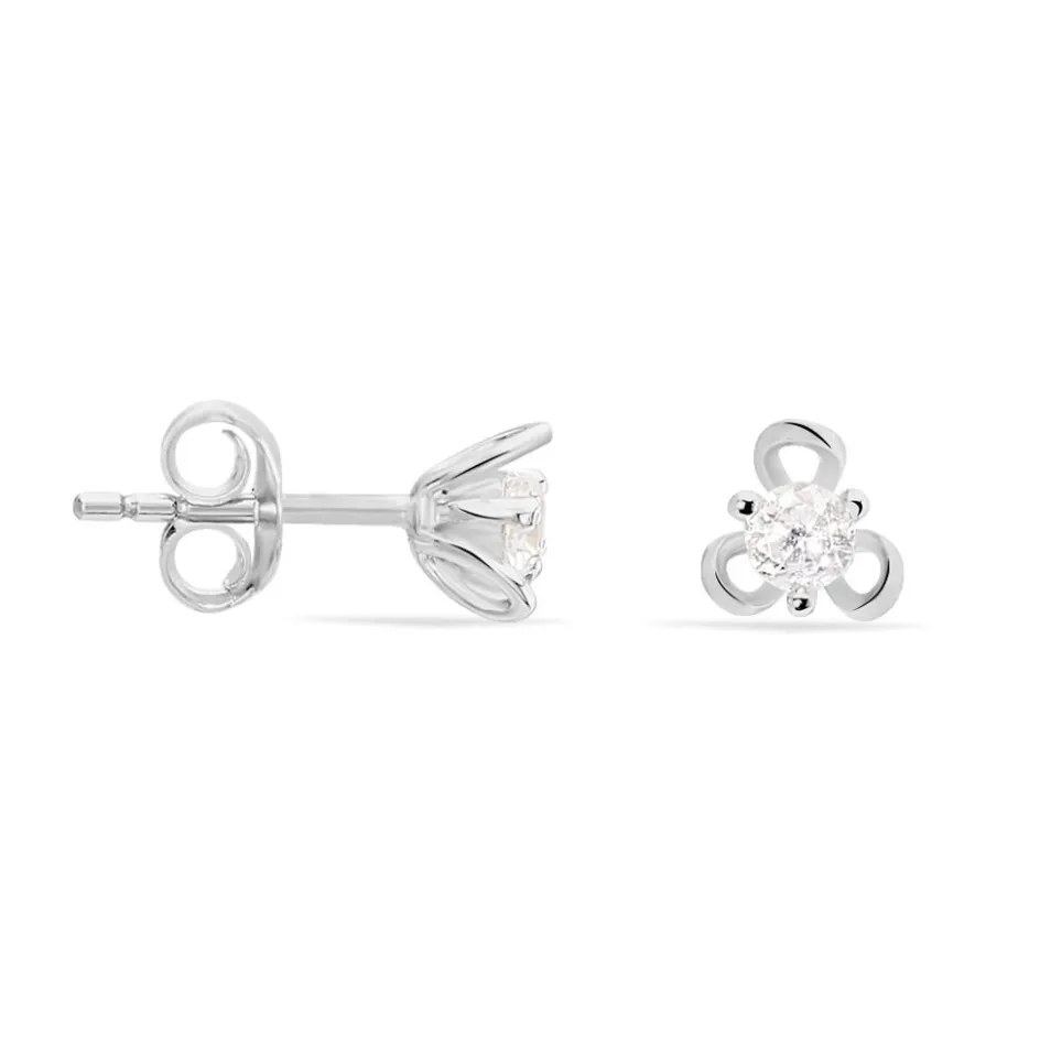 Outlet Histoire d'Or Boucles D'oreilles Puces Charlyne Argent Blanc Oxyde De Zirconium