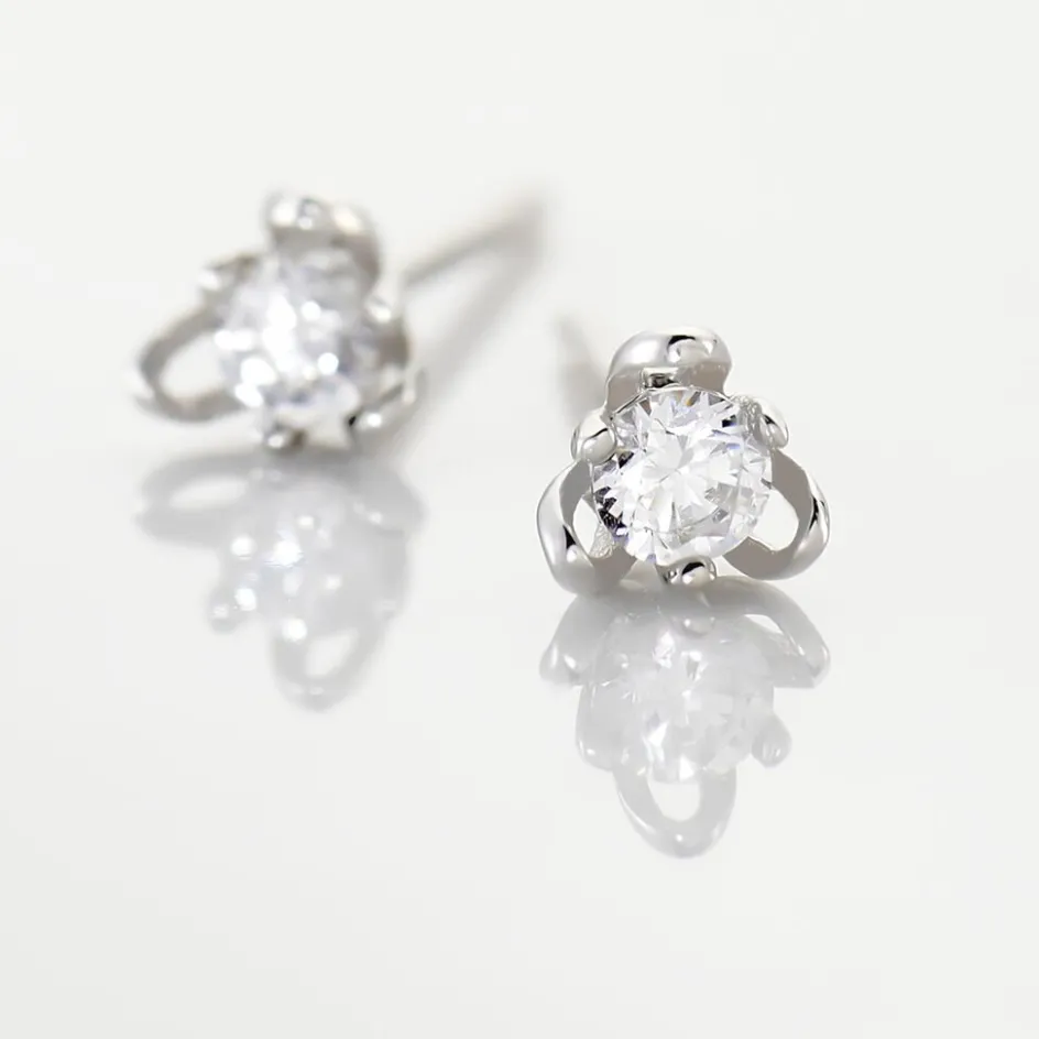 Outlet Histoire d'Or Boucles D'oreilles Puces Charlyne Argent Blanc Oxyde De Zirconium