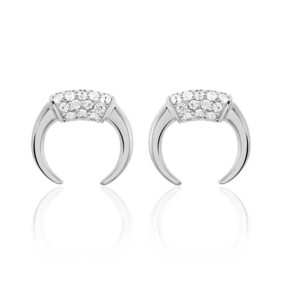 Best Histoire d'Or Boucles D'oreilles Puces Corneliana Argent Blanc Oxyde De Zirconium