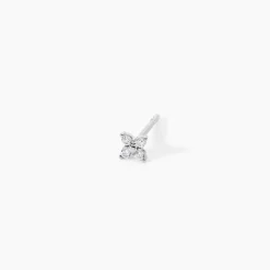 Best Histoire d'Or Boucles D'Oreilles Puces Clova Argent Blanc Oxyde De Zirconium