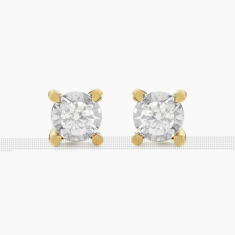 New Histoire d'Or Boucles D'oreilles Puces Diamotion or jaune diamant