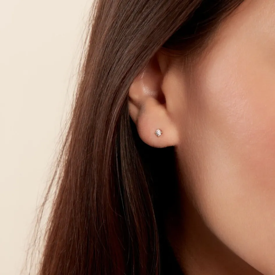 New Histoire d'Or Boucles D'oreilles Puces Diamotion or jaune diamant