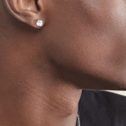 Clearance Histoire d'Or Boucles D'oreilles Puces Doreen Carre Or Blanc Oxyde De Zirconium