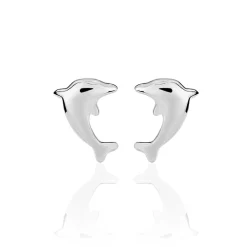 Outlet Histoire d'Or Boucles D'oreilles Puces Dauphinos Argent Blanc