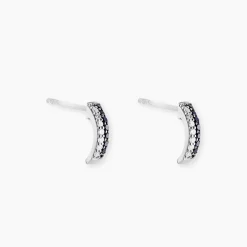 Clearance Histoire d'Or Boucles D'oreilles Puces Demi Lune Or Blanc Diamant