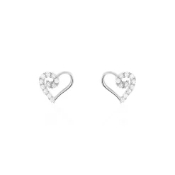 Sale Histoire d'Or Boucles D'oreilles Puces Daria C艙ur De Zirconium or blanc oxyde