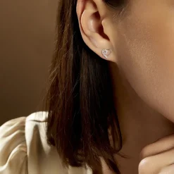 Sale Histoire d'Or Boucles D'oreilles Puces Daria C艙ur De Zirconium or blanc oxyde