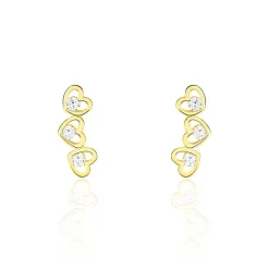 Clearance Histoire d'Or Boucles D'oreilles Puces Daria Coeur Triple Or Jaune Oxyde