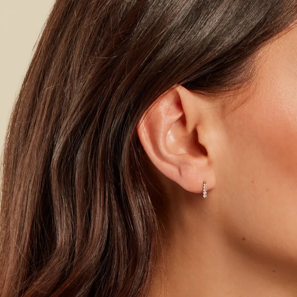 Outlet Histoire d'Or Boucles D'oreilles Puces Damion Or Jaune Oxyde De Zirconium