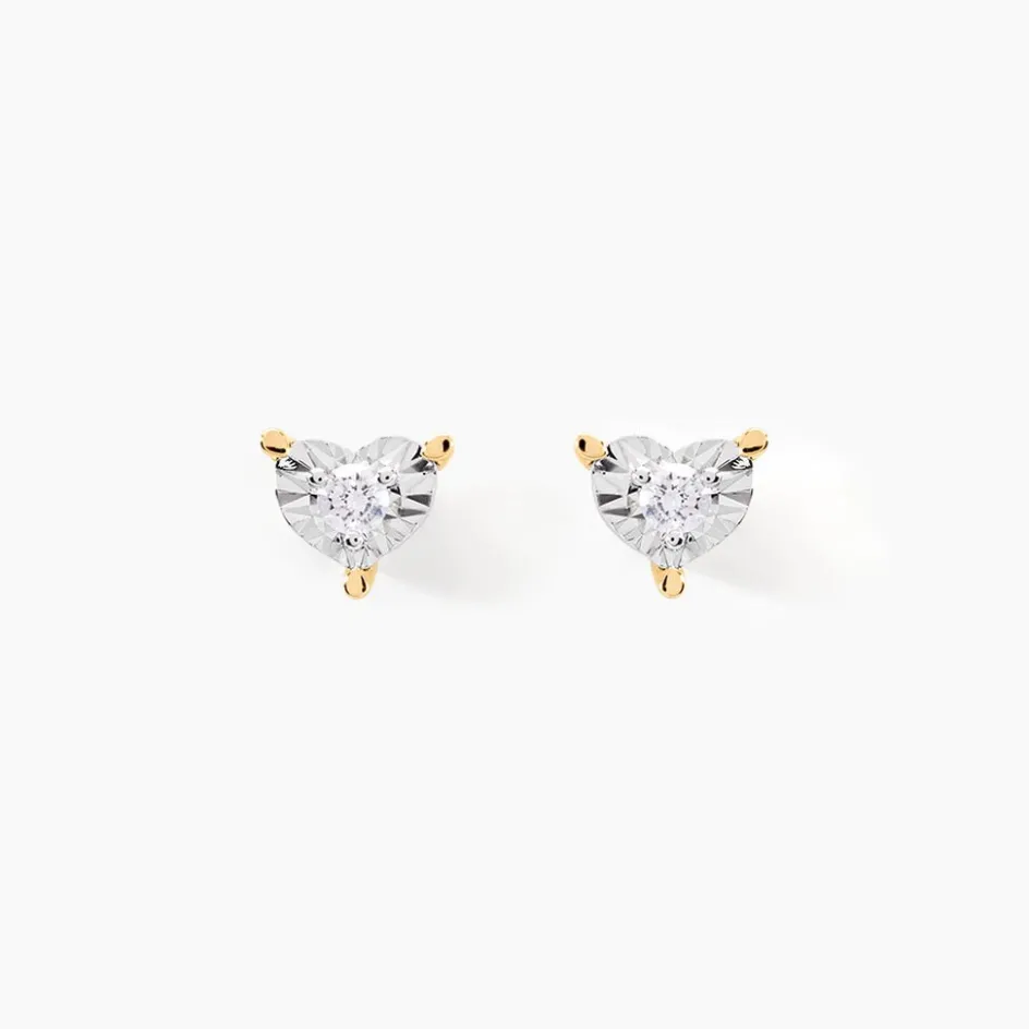 Outlet Histoire d'Or Boucles D'oreilles Puces Diamotion or jaune diamant