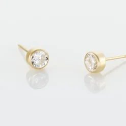 Sale Histoire d'Or Boucles D'oreilles Puces Elda Serti Clos Or Jaune Oxyde De Zirconium