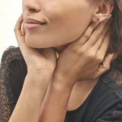 Histoire d'Or Boucles D'oreilles Puces Edy Serti Clos Or Jaune Saphir* Boucles D'Oreilles|Clous D'Oreilles