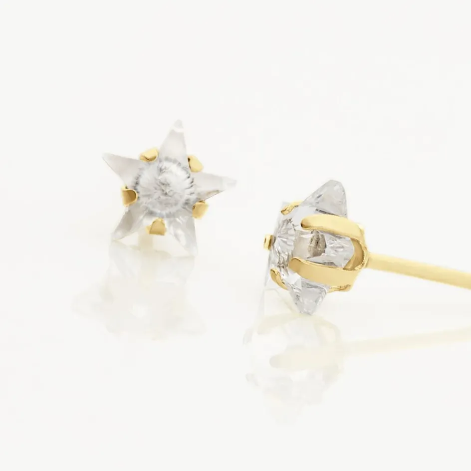 Outlet Histoire d'Or Boucles D'oreilles Puces Elais Etoile Or Jaune Oxyde De Zirconium