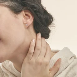 Histoire d'Or Boucles D'oreilles Puces Edy Serti Clos Or Blanc Topaze* Boucles D'Oreilles|Clous D'Oreilles