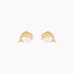 Sale Histoire d'Or Boucles D'oreilles Puces Eleanor Dauphin Or Jaune Perle De Culture