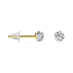 Outlet Histoire d'Or Boucles D'oreilles Puces Fidelia Boule Or Jaune Boules Cristal
