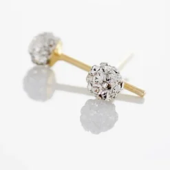 Outlet Histoire d'Or Boucles D'oreilles Puces Fidelia Boule Or Jaune Boules Cristal