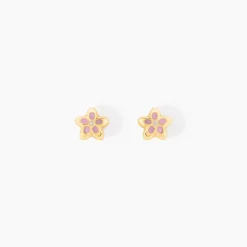 Clearance Histoire d'Or Boucles D'oreilles Puces Fleur Email Or Jaune