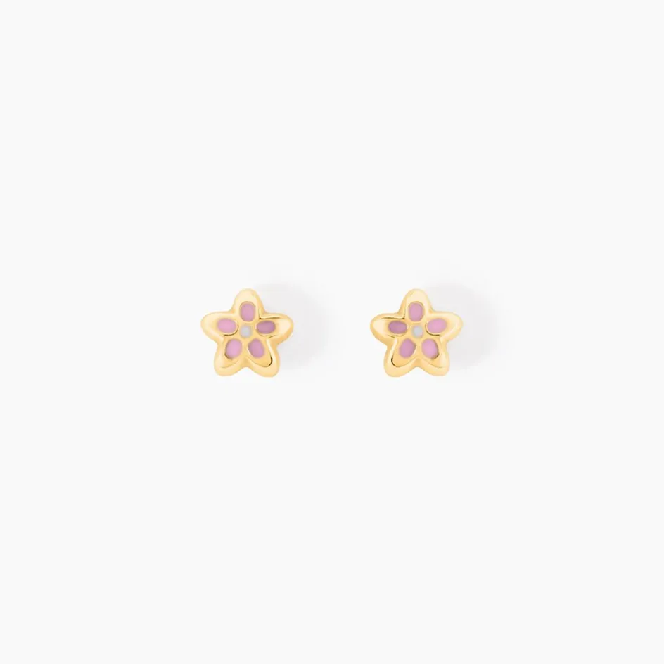 Clearance Histoire d'Or Boucles D'oreilles Puces Fleur Email Or Jaune